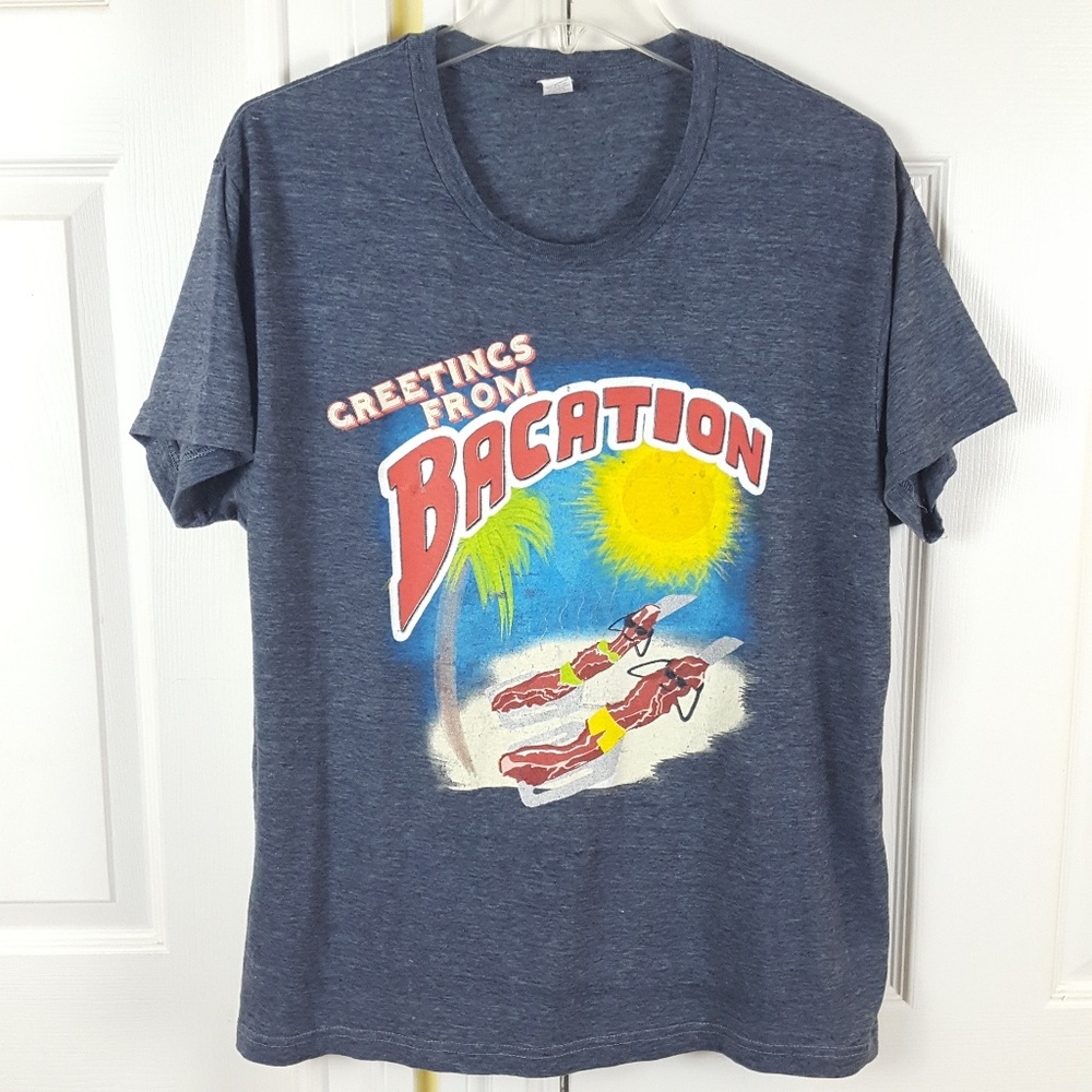 Greetings from Bacation Bacon Graphic Tee Shirt L